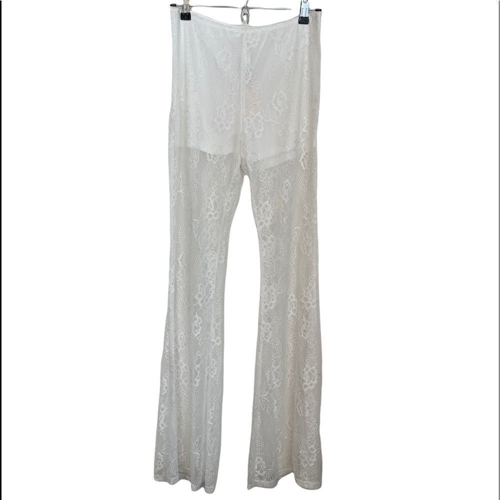 RAGA Lovely Floral Lace White Flare Pants.Size M - Picture 3 of 12